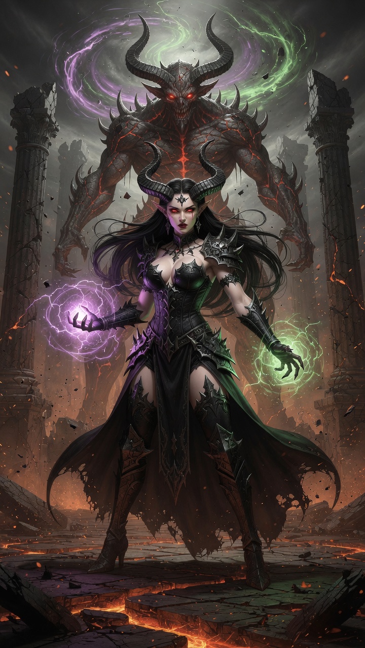Infernal Sorceress Summoning Demonic Power