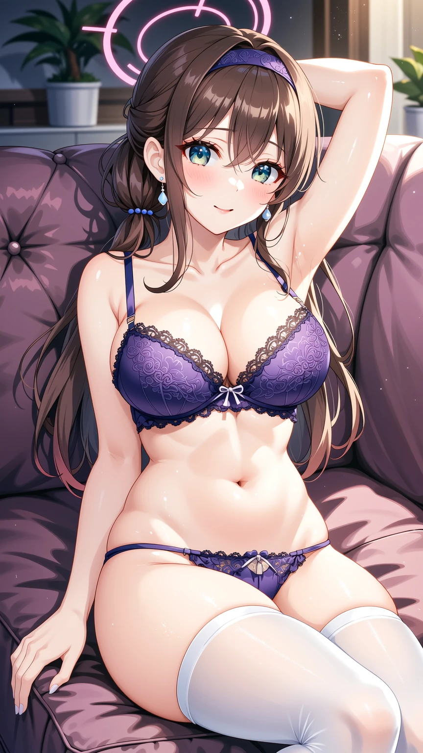 Soft Lounge Elegance in Violet Lace Lingerie