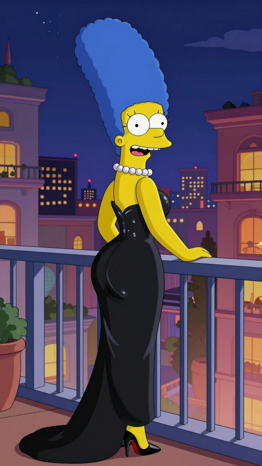 Marge Simpson Balcony Night View