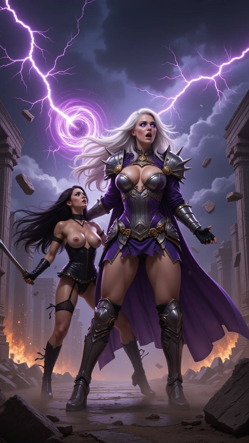 Silver Sorceress and Her Dark Leather Warrior
