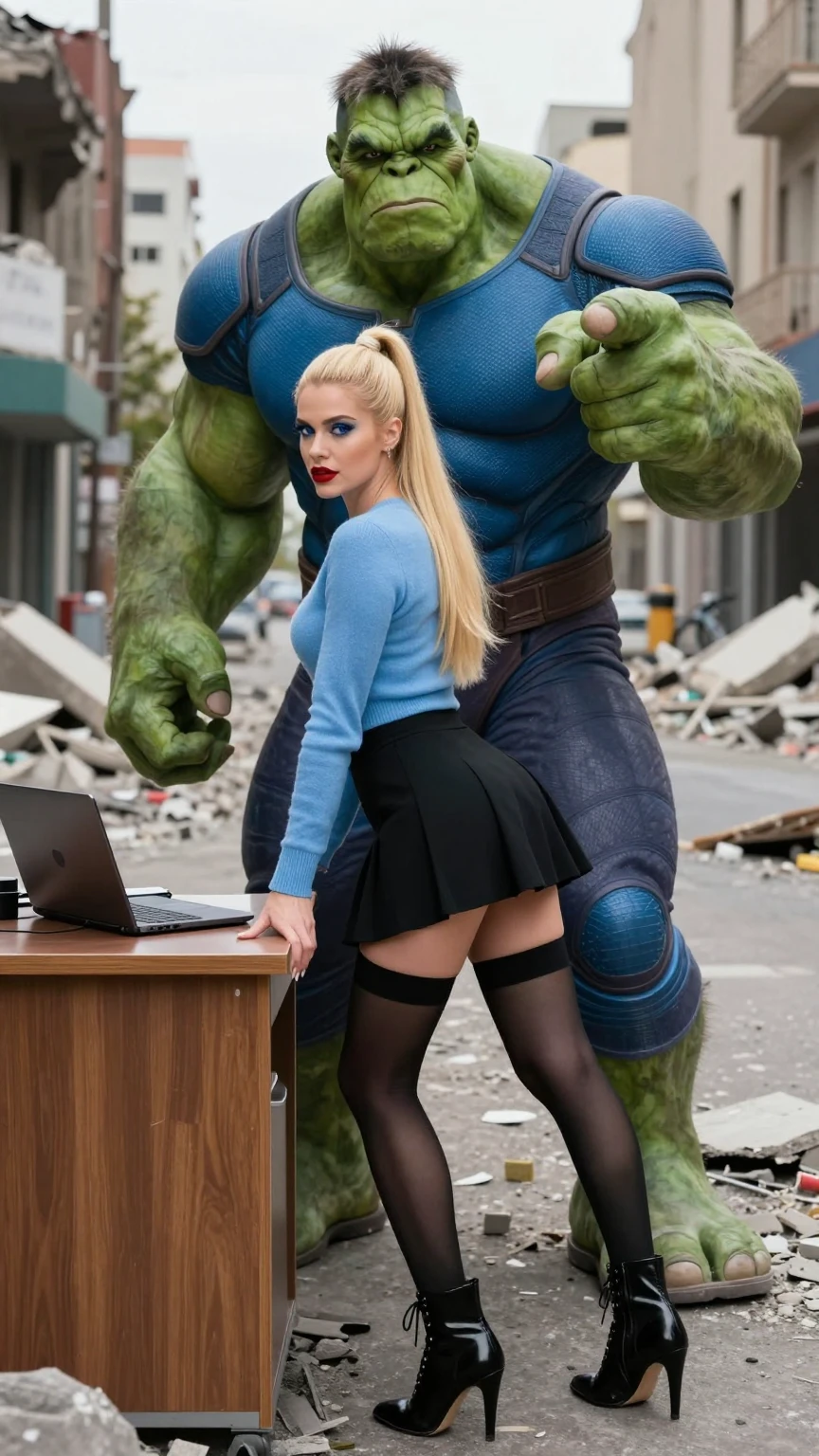 Blonde Survivor and Green Titan Urban Chaos Scene