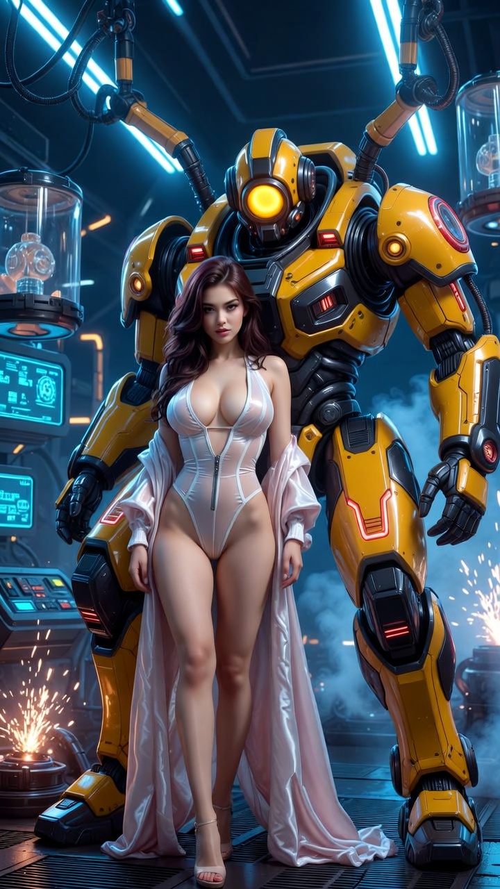 Satin Seductress and Yellow Battle Mech Guardian