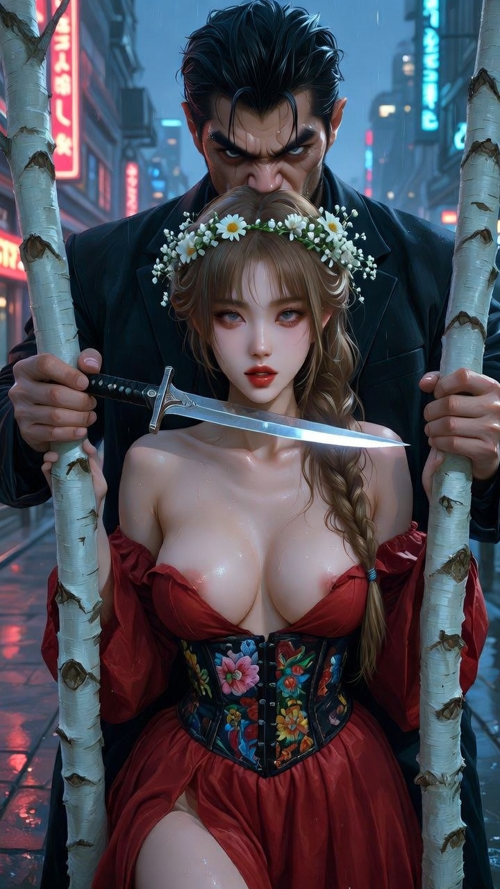 Dangerous Flower in the Neon Rain