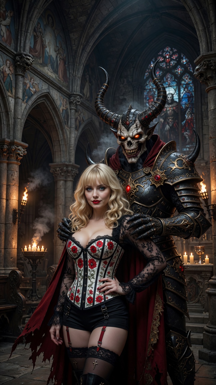 Demonic Guardian and Enigmatic Gothic Beauty