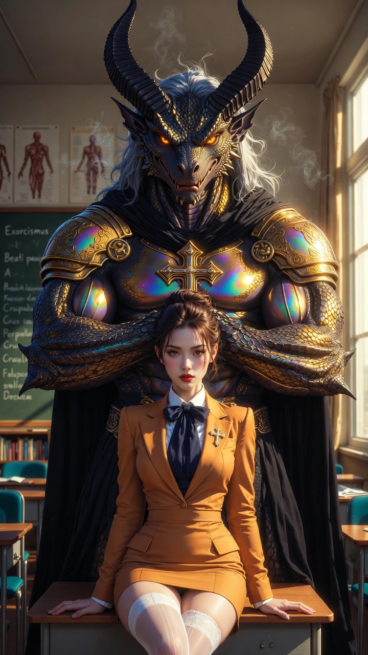 Crucifix Teacher and Golden Dragon Demon