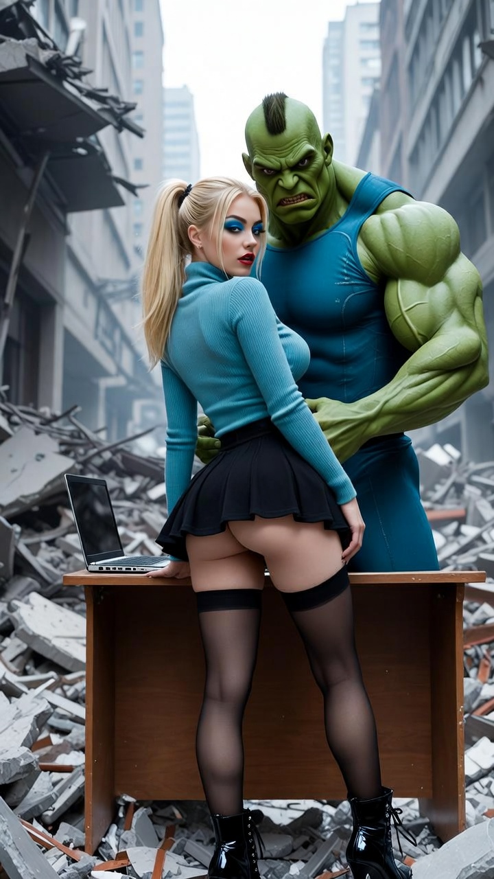 Blonde Survivor and Green Titan Urban Chaos Scene