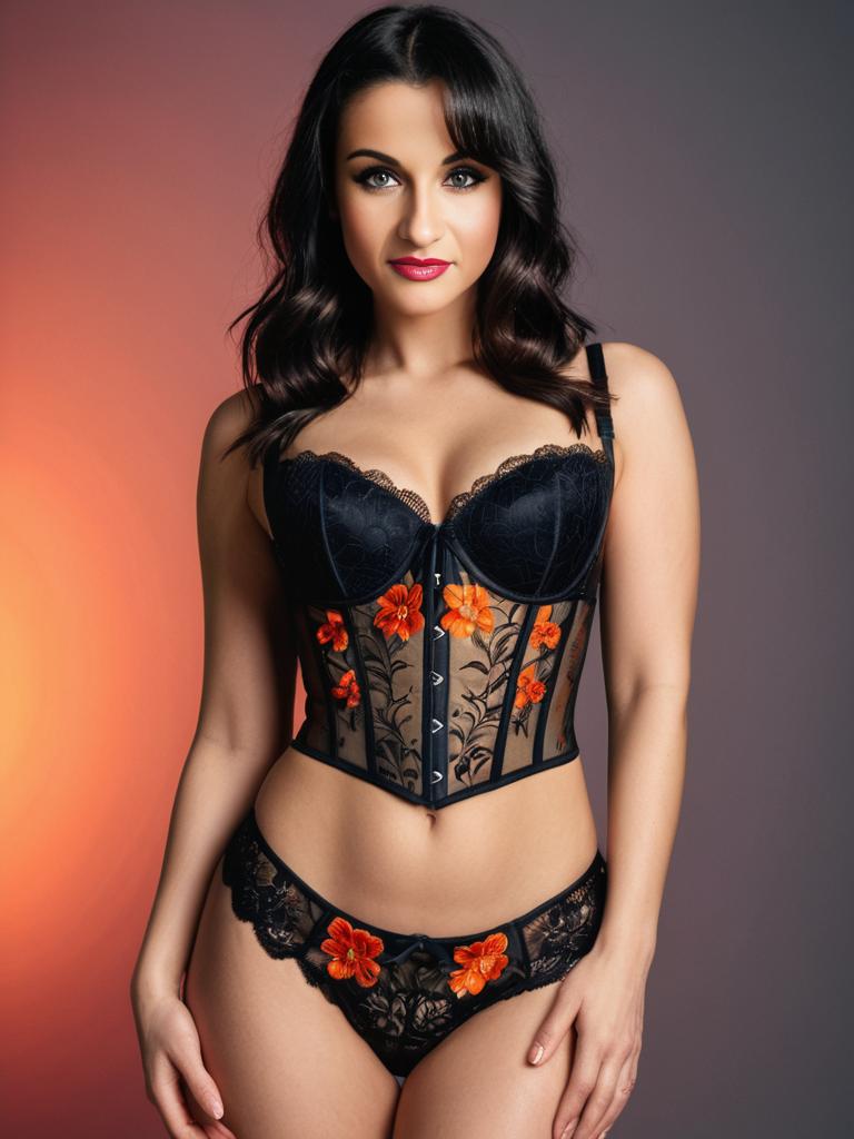 Midnight Rose Corset Elegance in Classic Studio Glamour