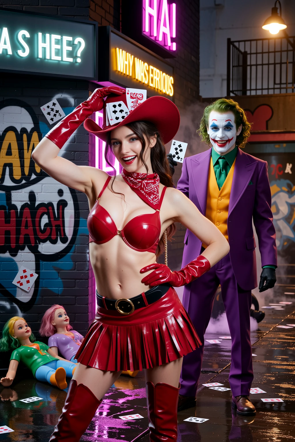 Cowgirl in Red Leather Meets Joker Alley