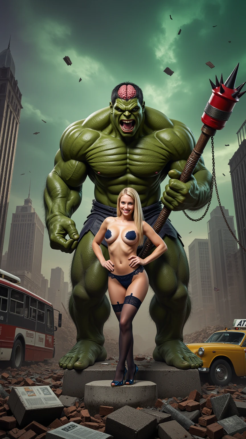Blonde Bombshell with Savage Hulk