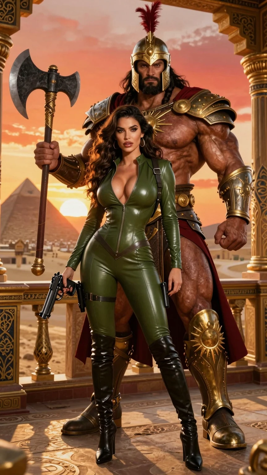 Green Leather Vixen and Golden Armored Warlord