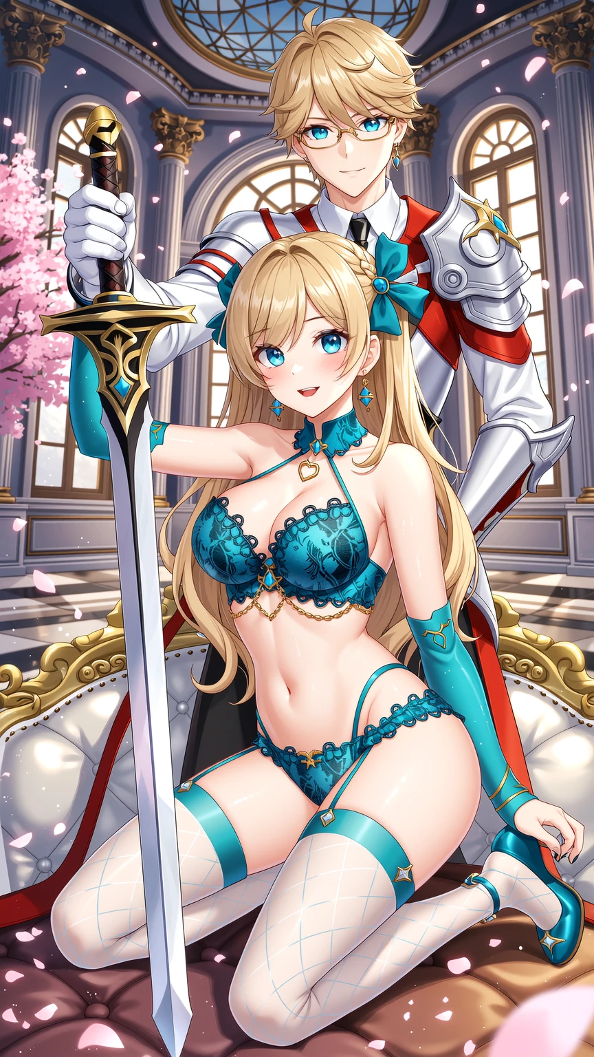 Blonde Lingerie Knight and Armored Warrior