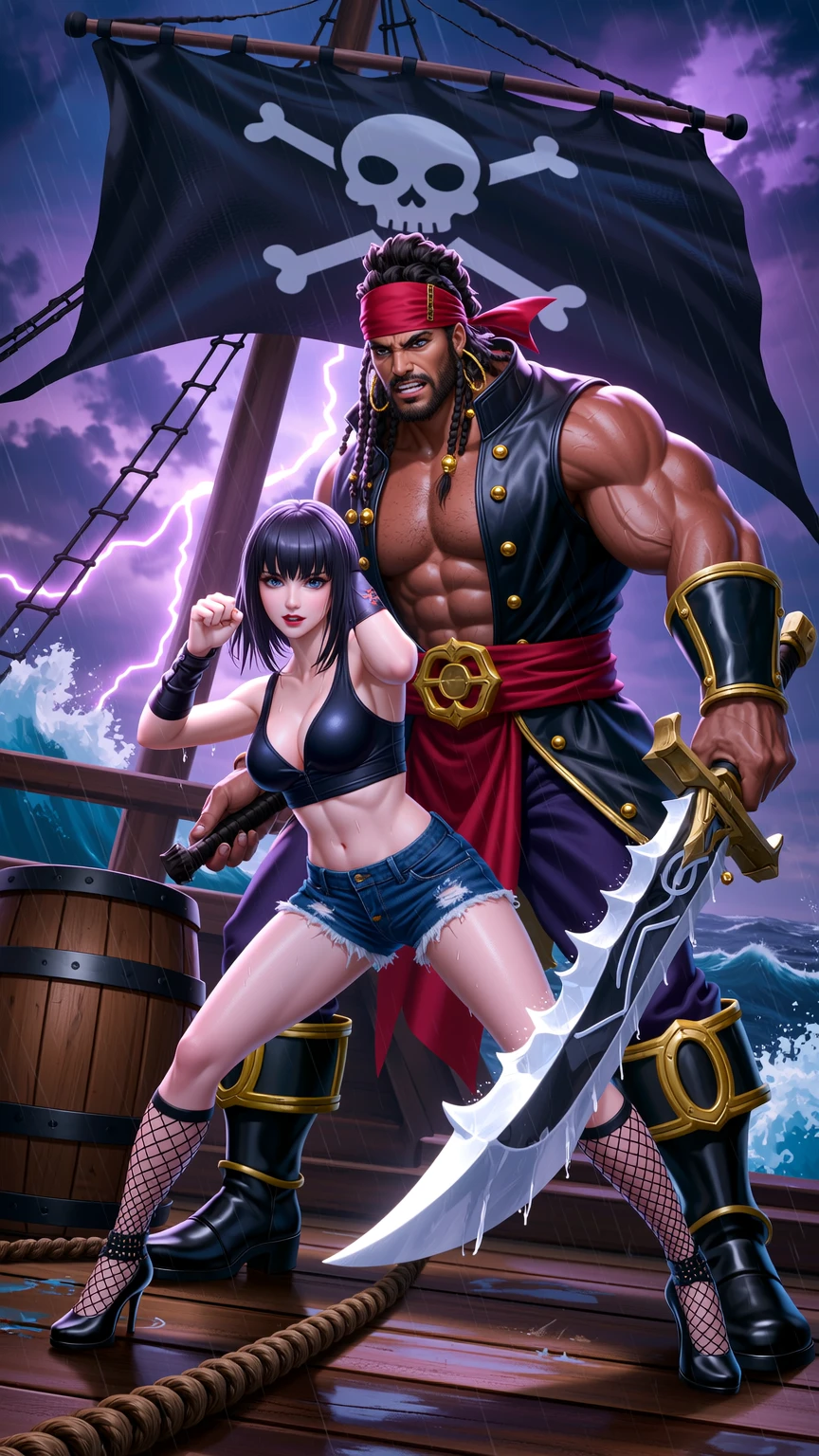 Pirate Storm Battle on Ship Deck