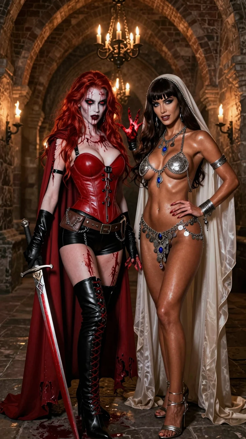 Blood-Smeared Vampire & Bronze Chain Temptress