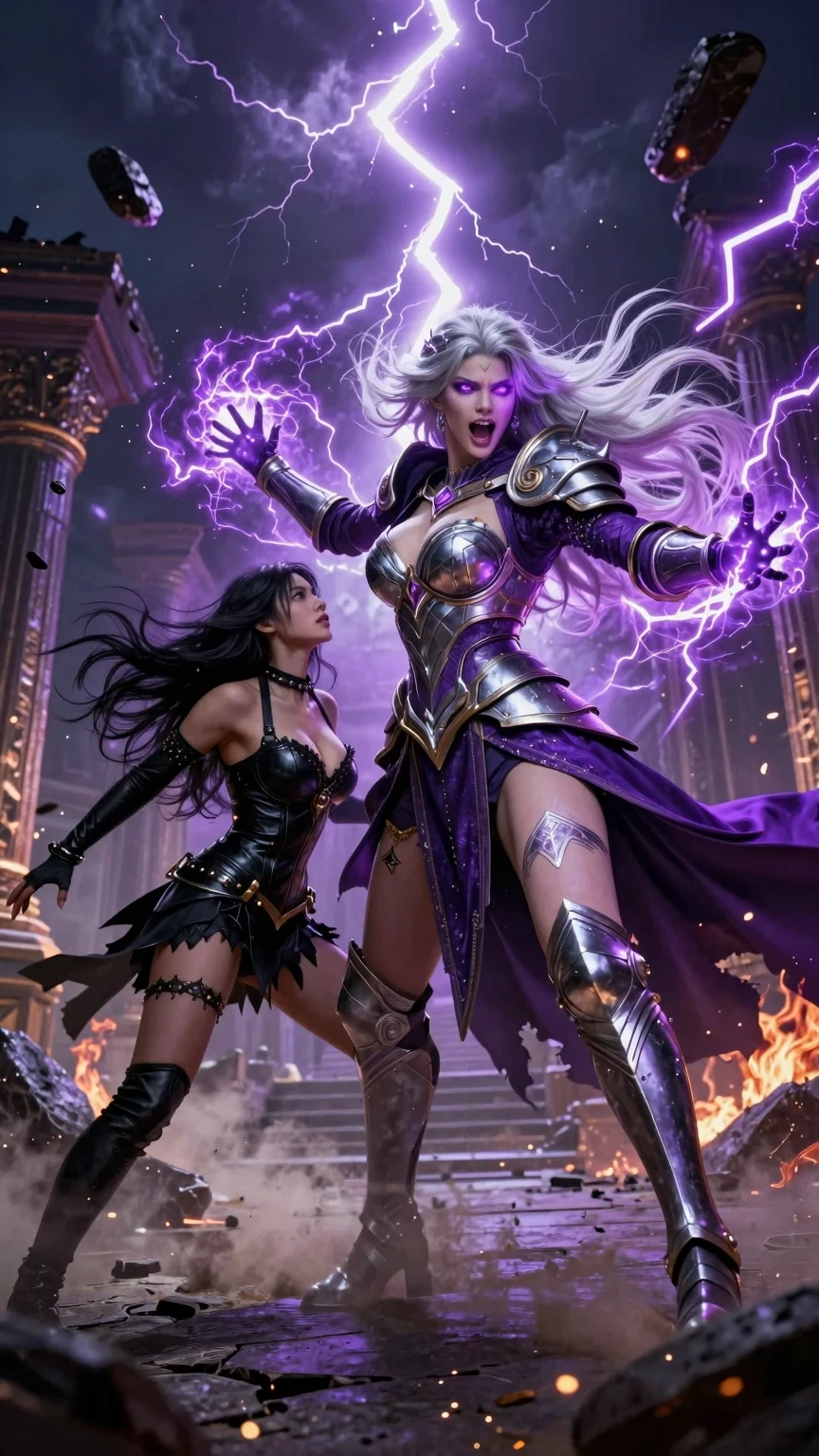 Silver Sorceress and Her Dark Leather Warrior
