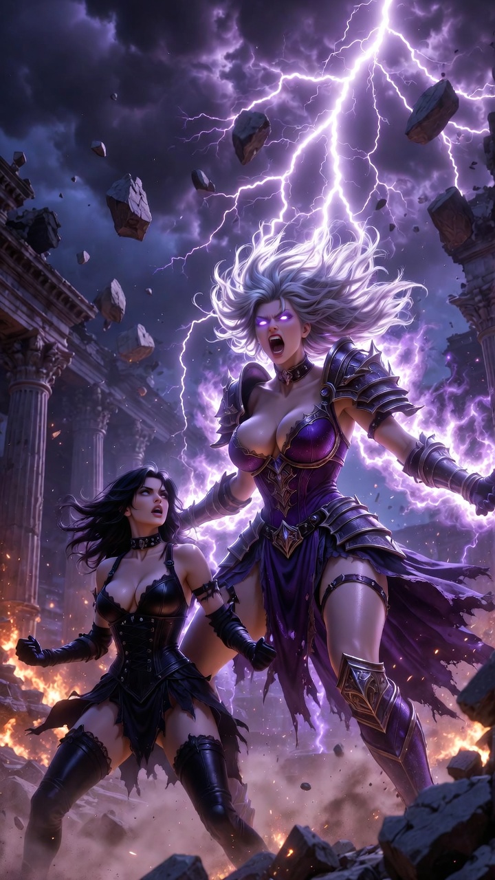 Silver Sorceress and Her Dark Leather Warrior