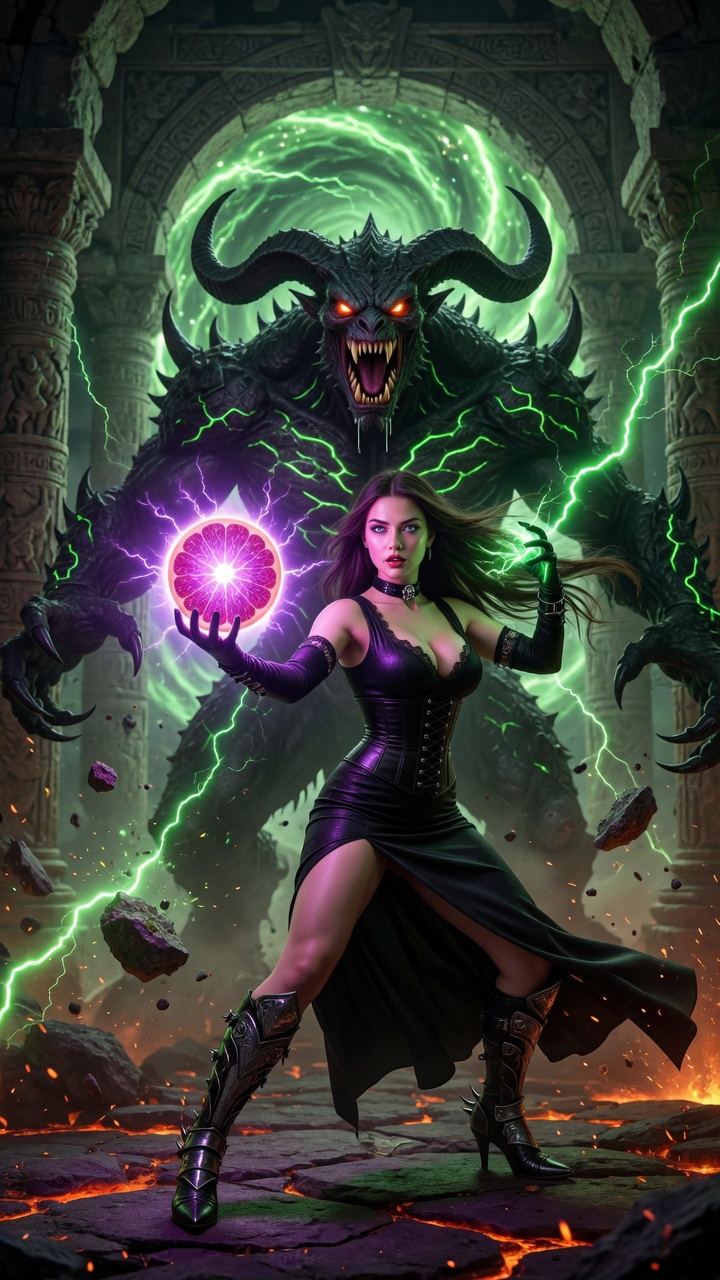 Sorceress Summoning Demonic Power