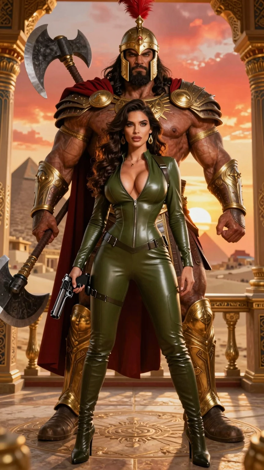 Green Leather Vixen and Golden Armored Warlord