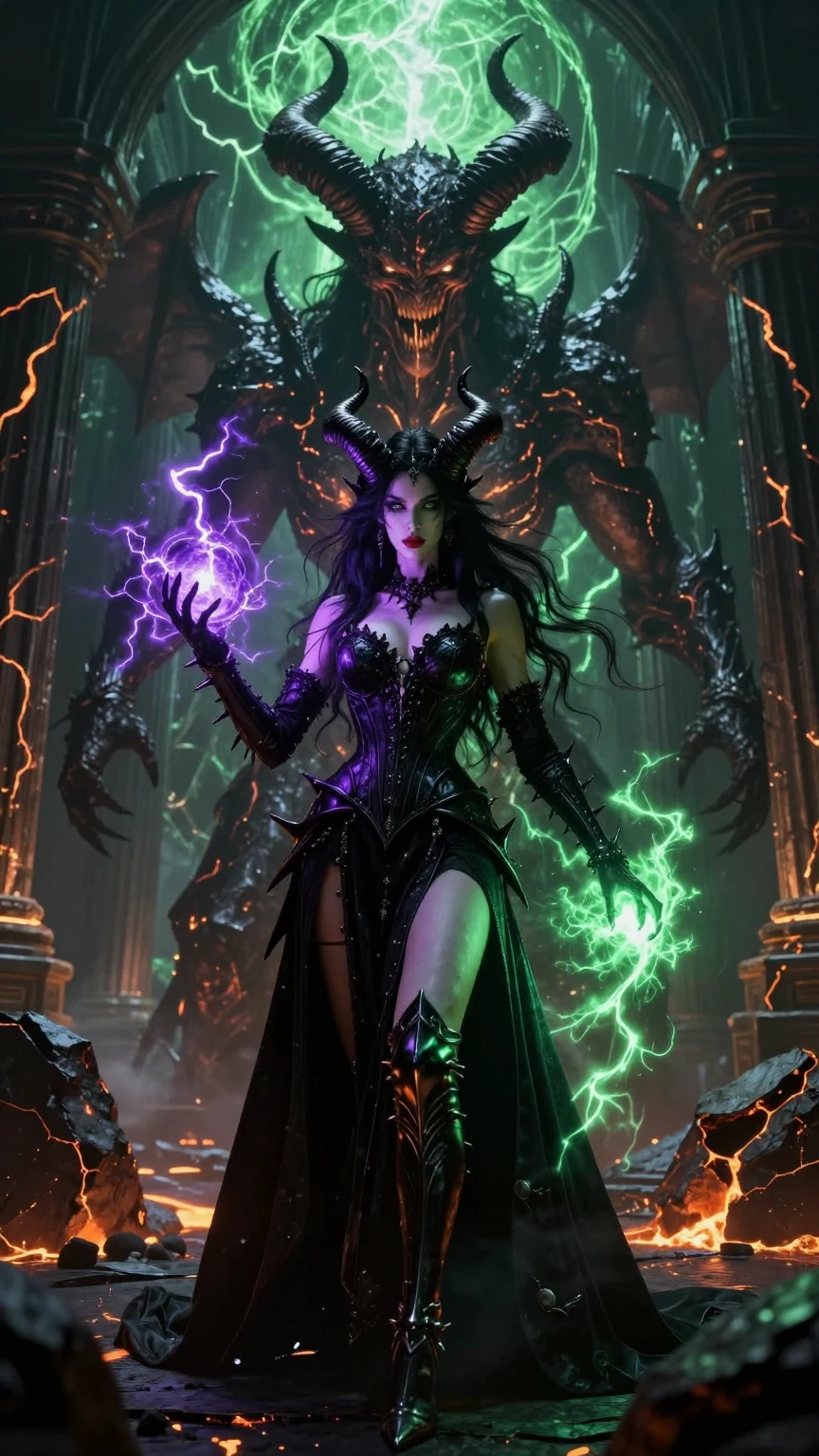 Infernal Sorceress Summoning Demonic Power