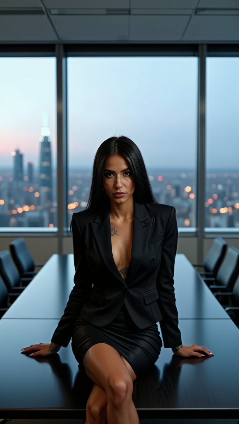 Luxury Nights: Black Satin Elegance in Modern City Spaces