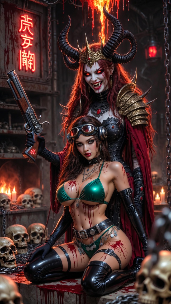 Succubus Queen and Her Blood-Soaked Slave