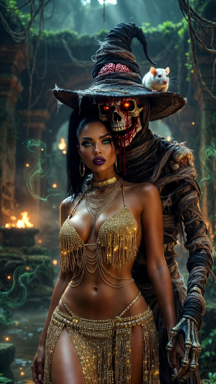 Jungle Necromancer Witch and Golden Chain Temptress