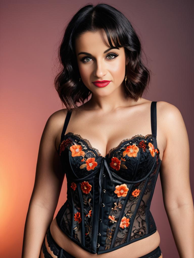 Midnight Rose Corset Elegance in Classic Studio Glamour
