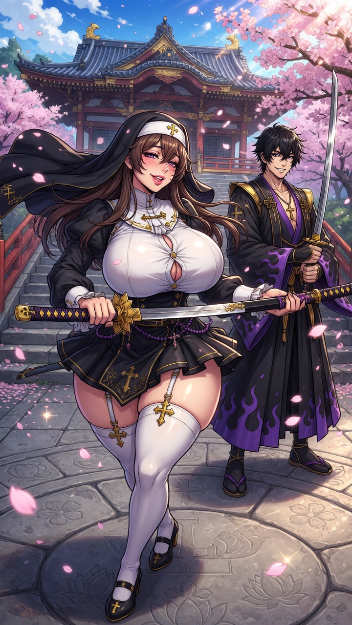 Seductive Nun Samurai Temple Blossom Duel