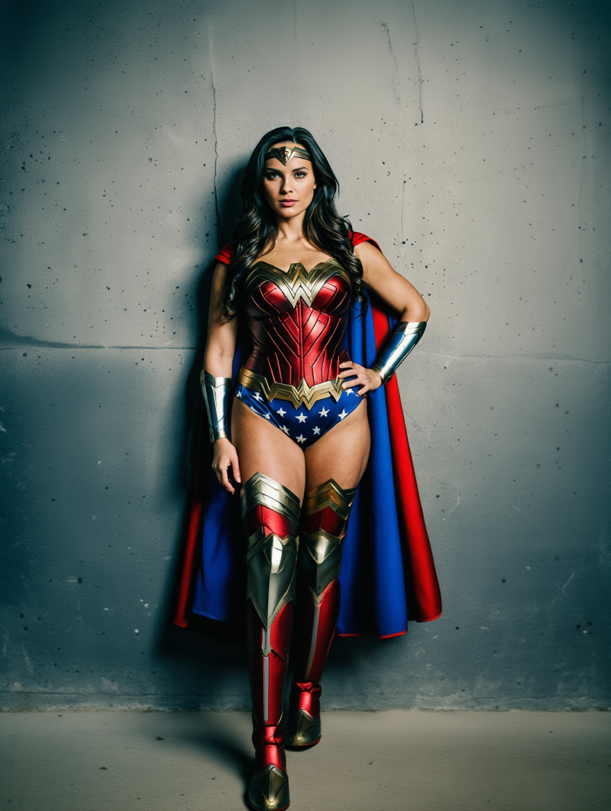 Modern Amazon Heroine in Cinematic Superhero Studio Portraits