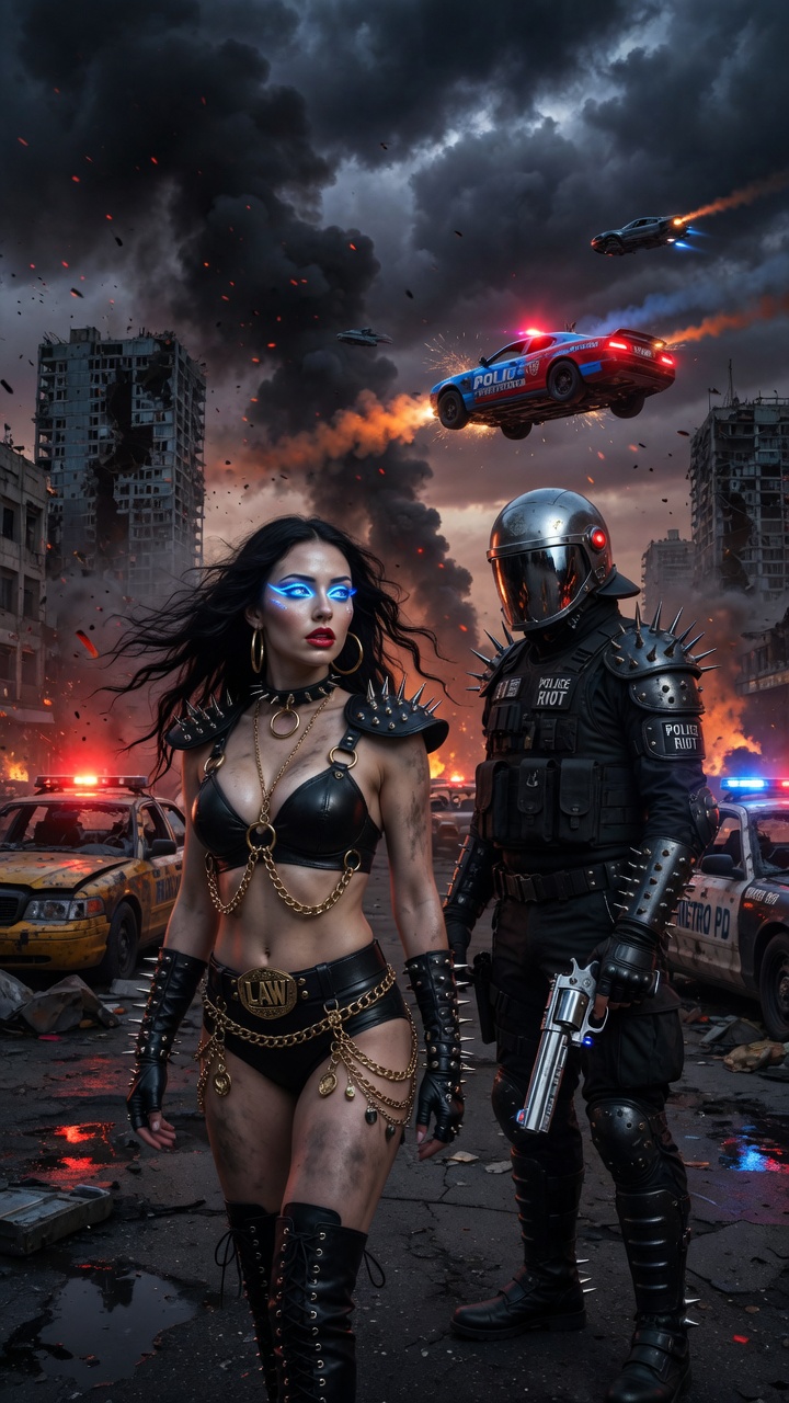 Spiked Leather Babe in Ruined City