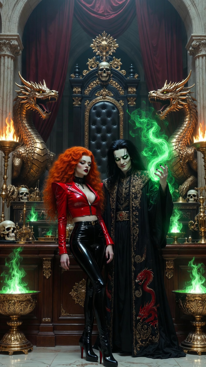 Dark Throne Chamber With Sorcerer And Fire Queen