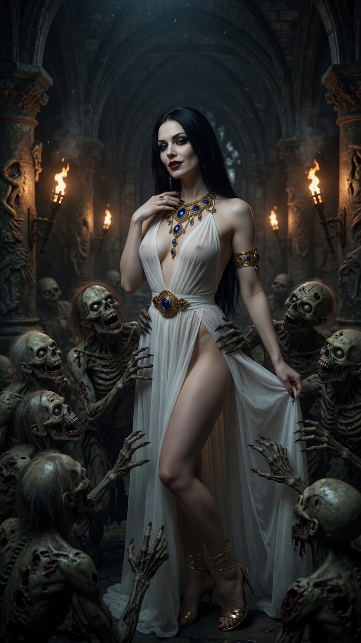 Dark Sorceress Surrounded by Undead