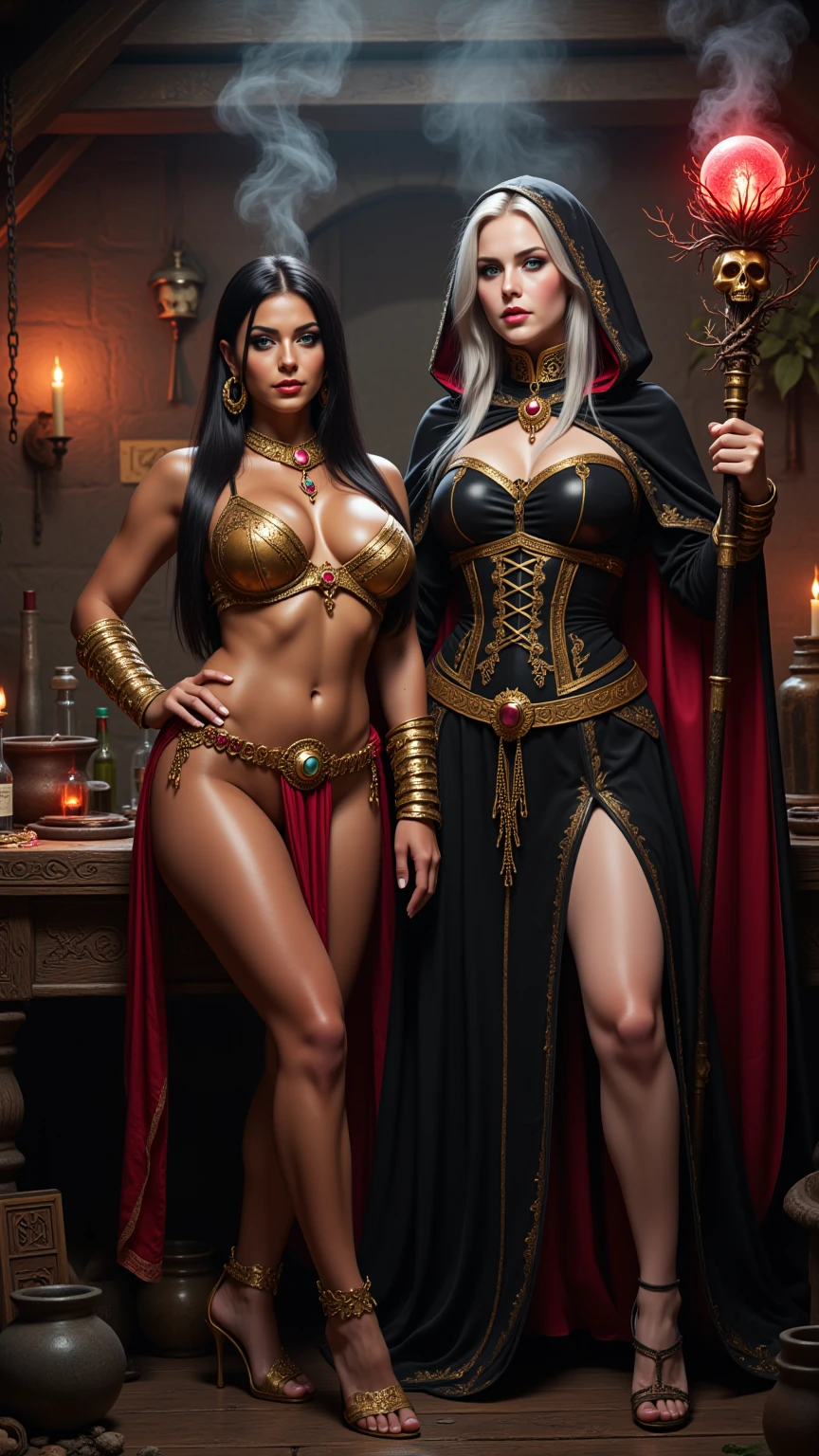 Crimson Sorceress and Golden Veiled Temptress