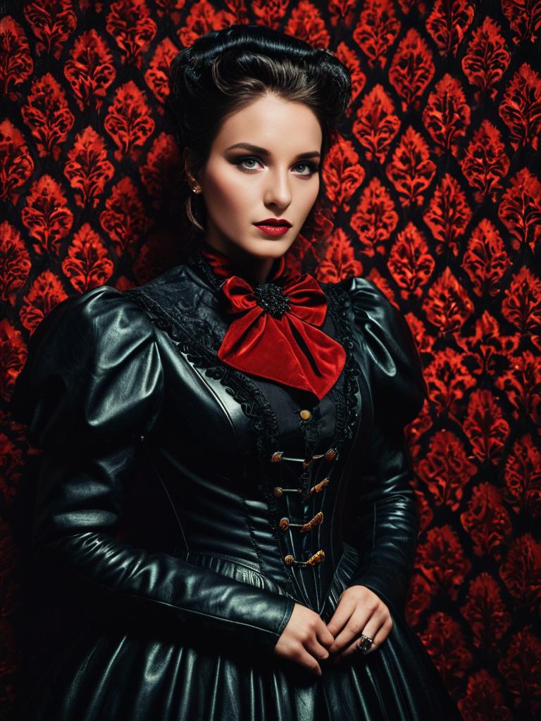 Gothic Brunette in Black Corset: Luxurious Candlelit Boudoir