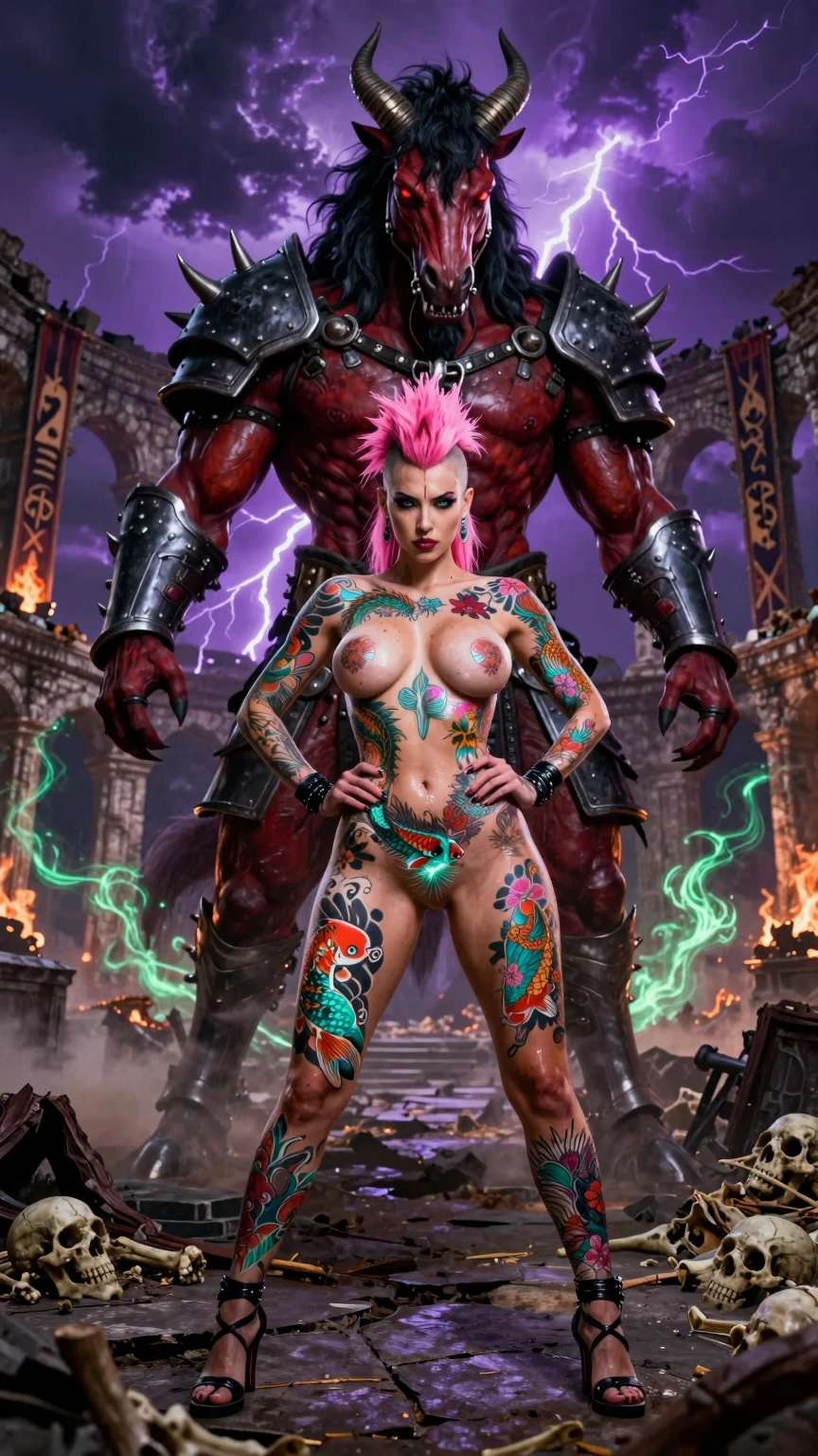 Tattooed Punk Queen and Demonic Centaur Guardian