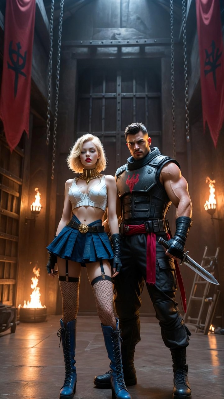 Torchlit Fortress Commanders In Dark Fantasy Stronghold