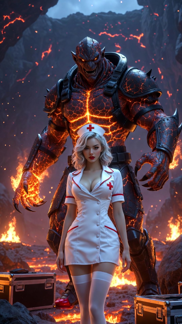 Infernal Guardian and Seductive Nurse in Lava Lair