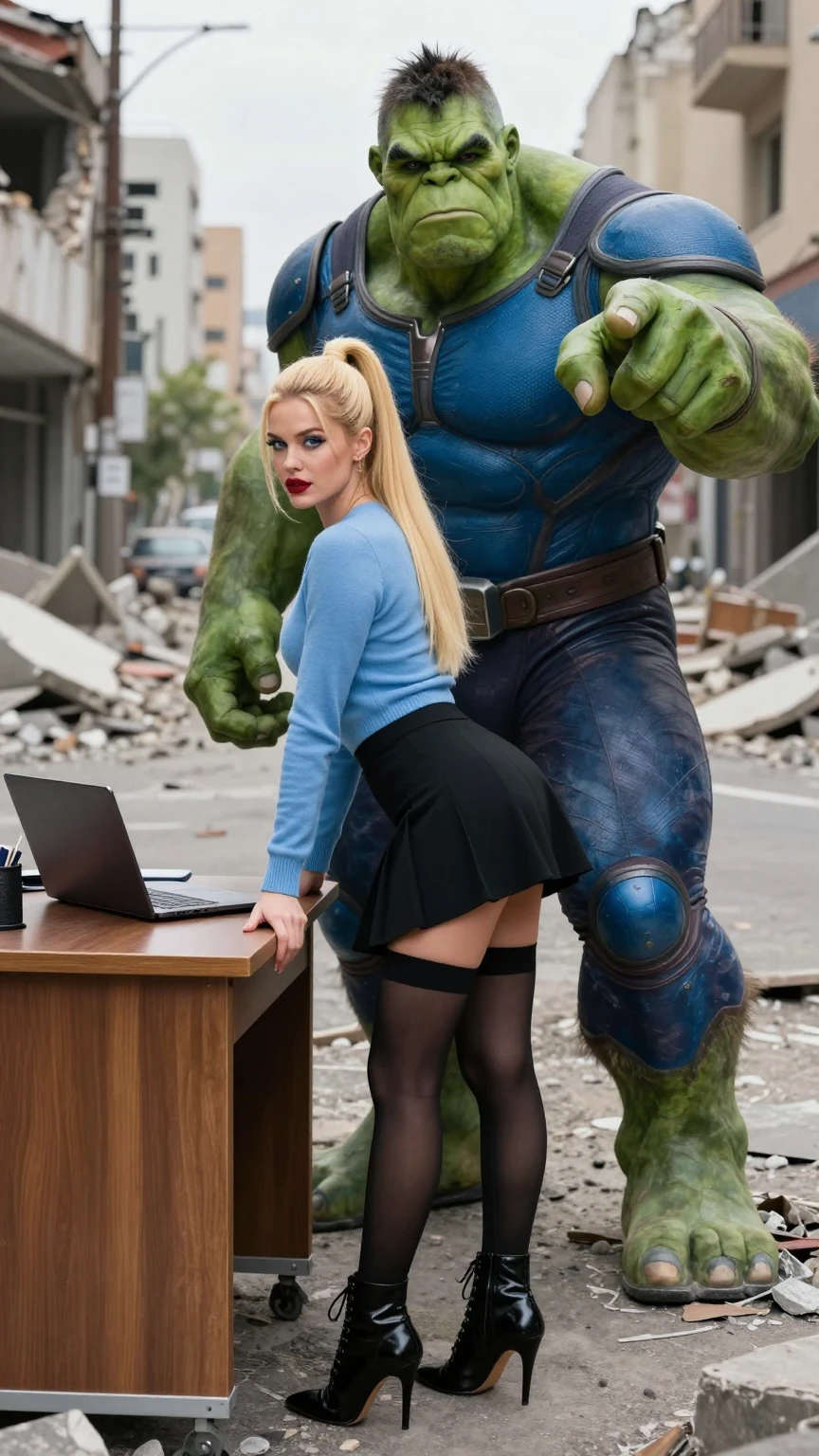 Blonde Survivor and Green Titan Urban Chaos Scene