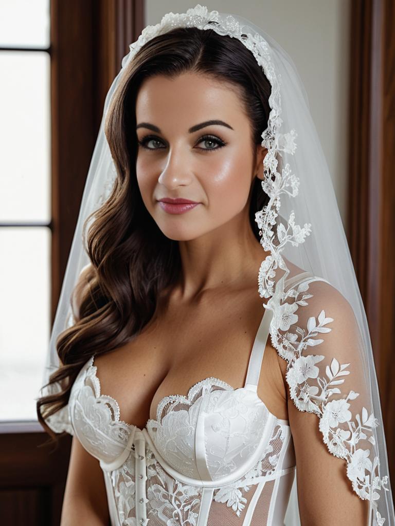 Ivory Bride Fantasy: Elegant Lace Corset Bridal Portraits