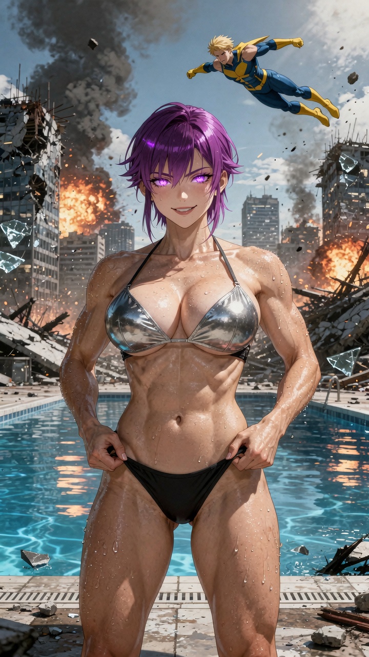 Purple-Haired Heroine in Post-Apocalyptic Pool