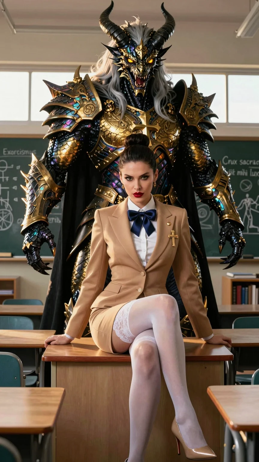 Crucifix Teacher and Golden Dragon Demon