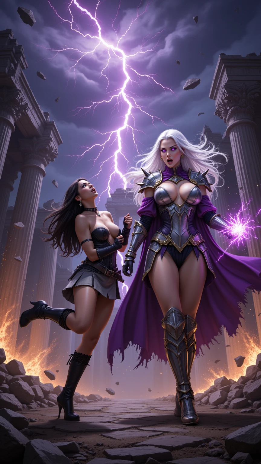 Silver Sorceress and Her Dark Leather Warrior