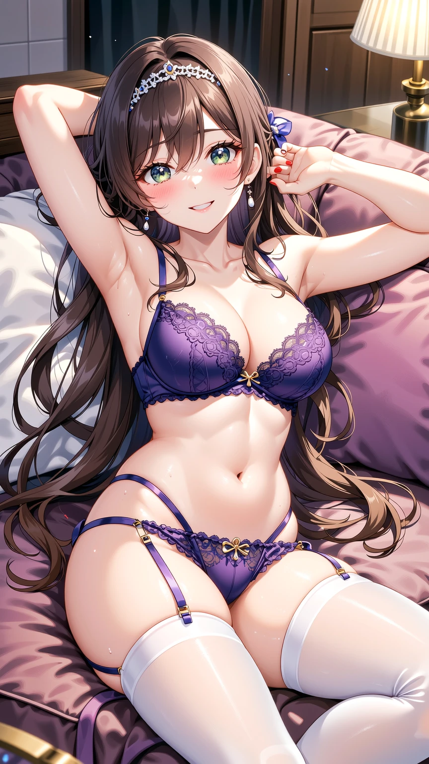 Soft Lounge Elegance in Violet Lace Lingerie