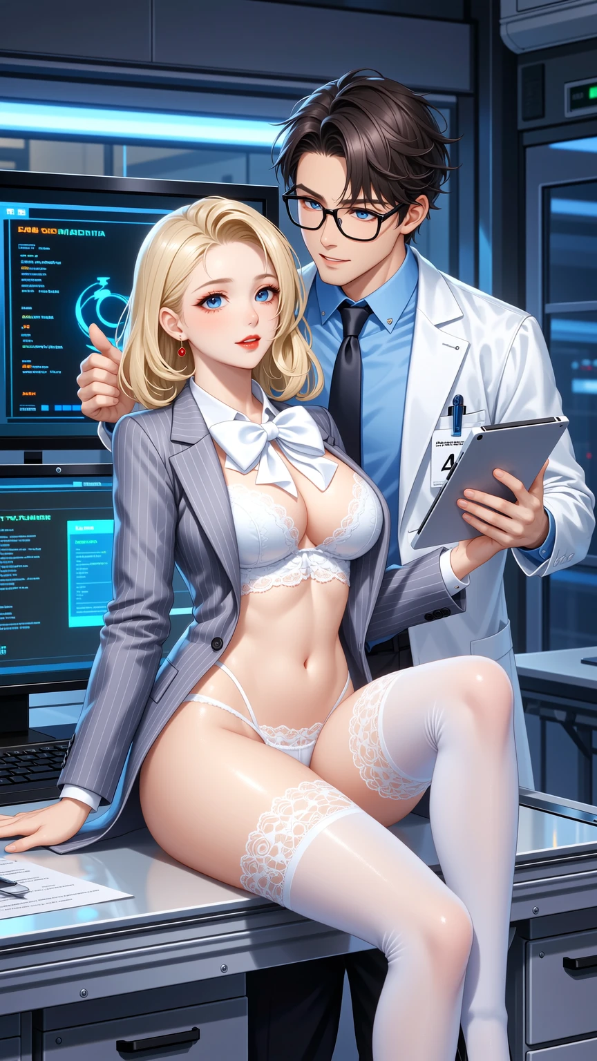 Sexy Scientist Assistant in High-Tech Lab