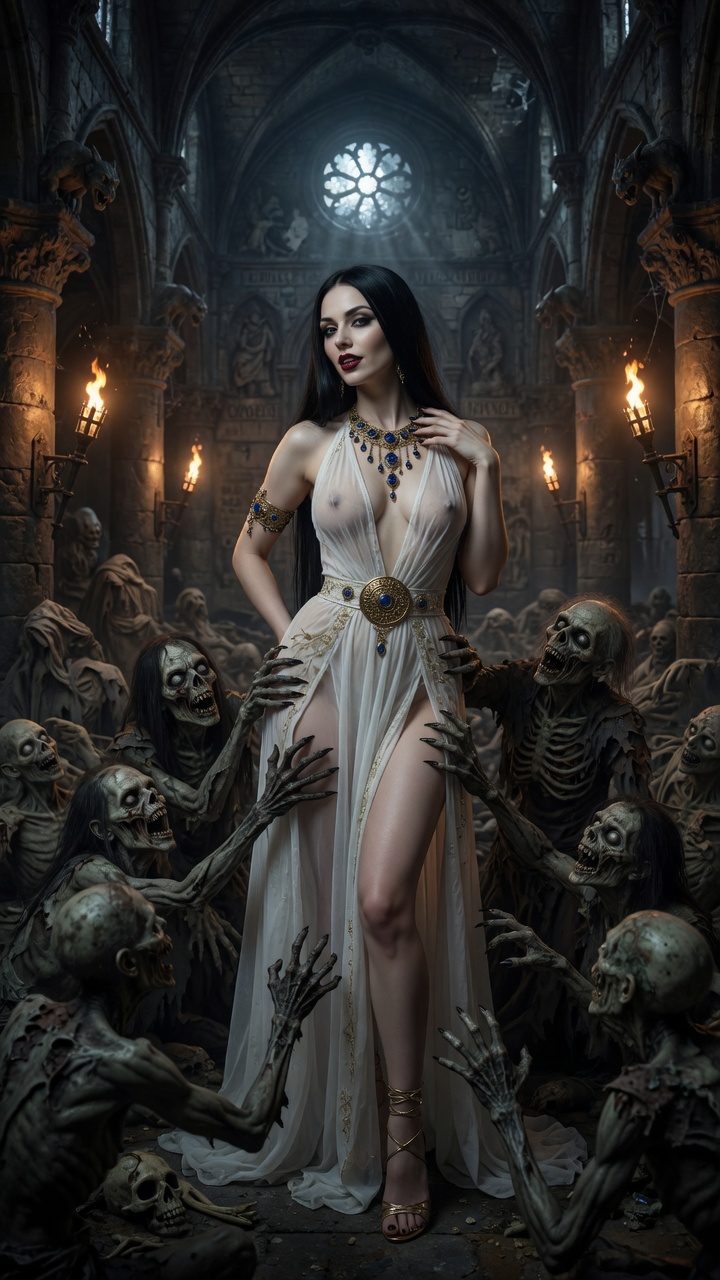 Dark Sorceress Surrounded by Undead
