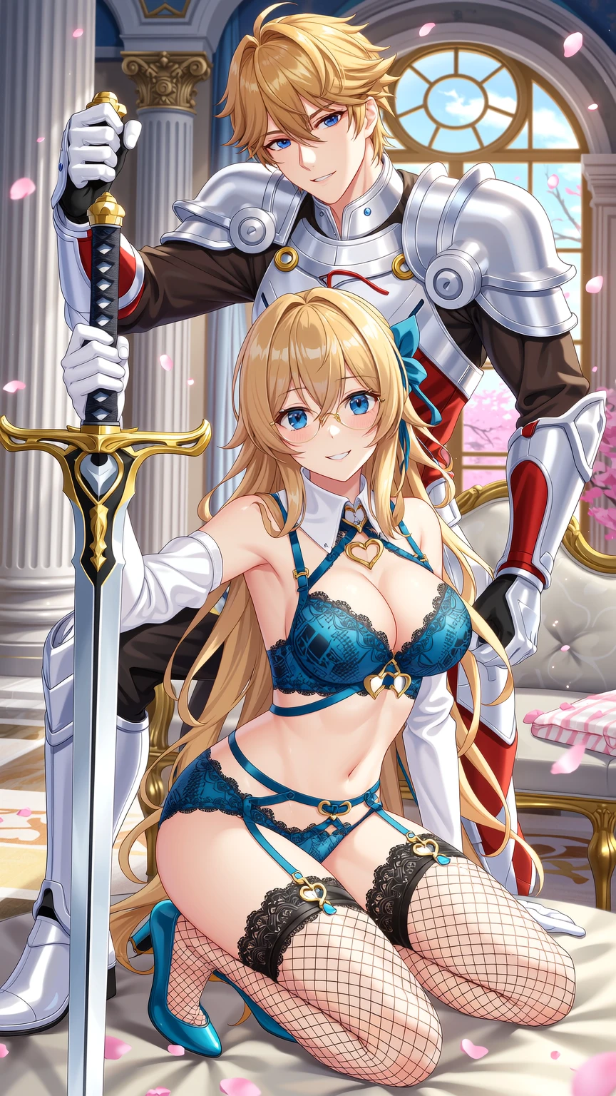 Blonde Lingerie Knight and Armored Warrior