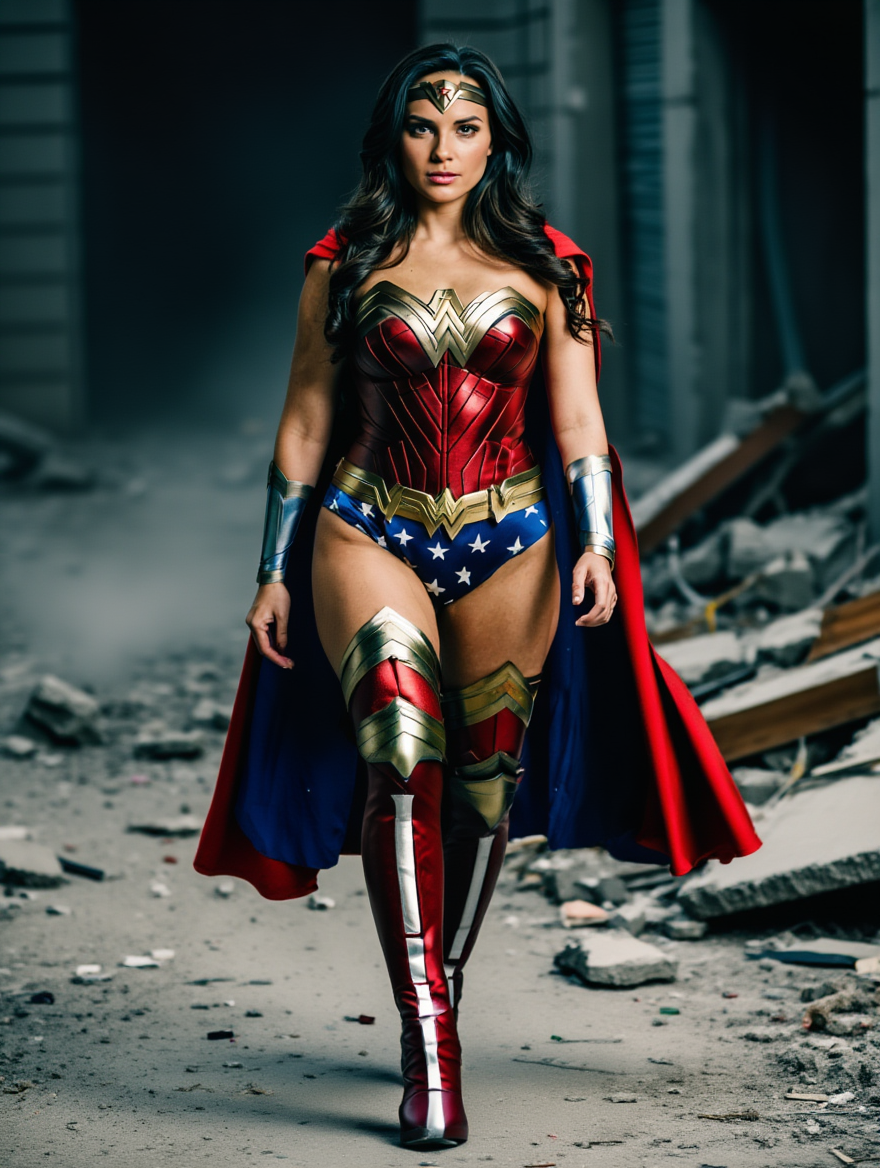 Modern Amazon Heroine in Cinematic Superhero Studio Portraits