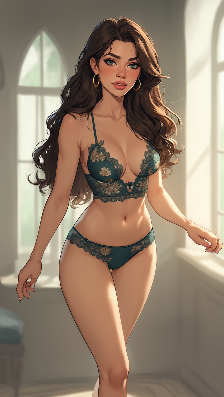 Emerald Lace Morning Light Bedroom Elegance