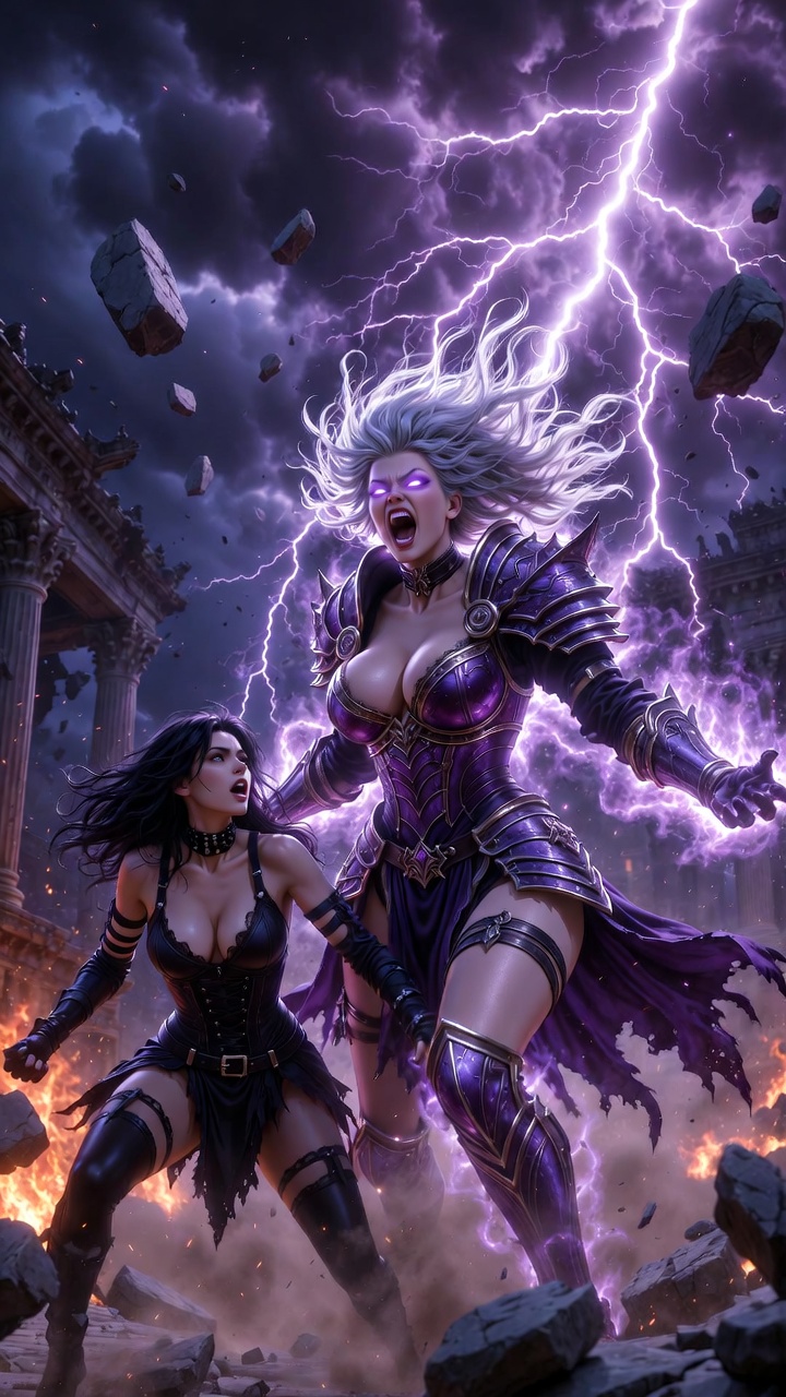 Silver Sorceress and Her Dark Leather Warrior