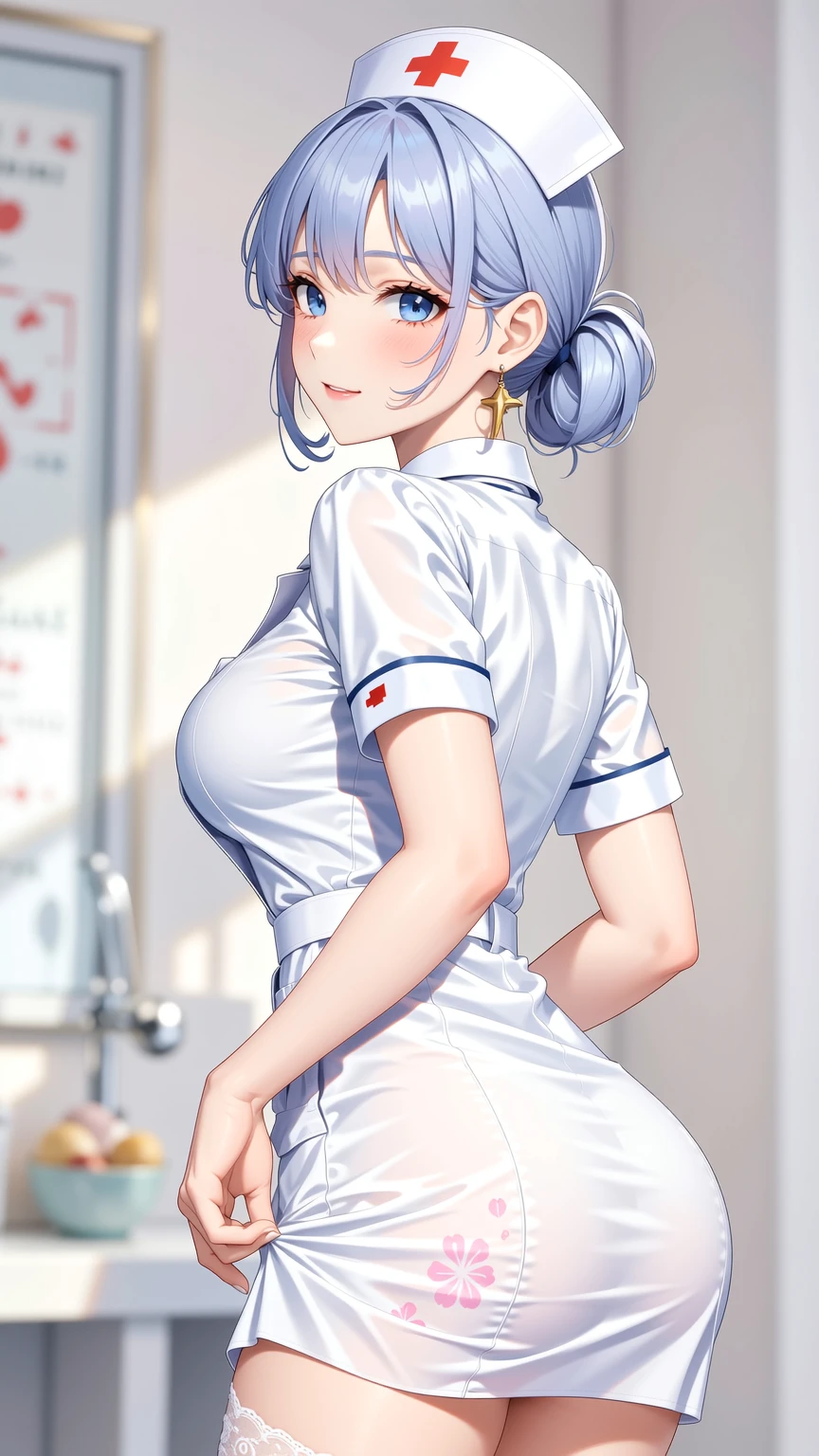 Elegant Anime Nurse with Soft Floral Details