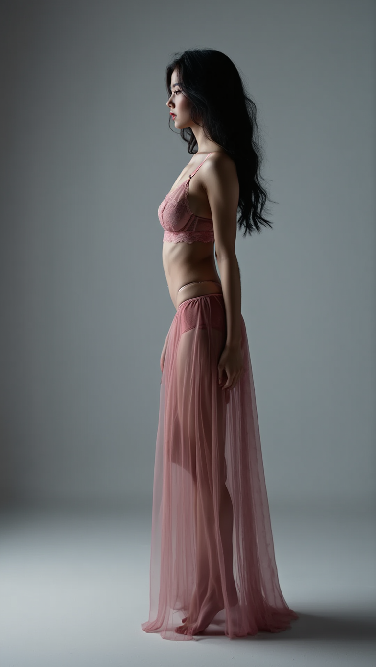 Ethereal Lingerie and Couture in Futuristic Light Tunnel